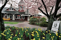 Snoqualmie Depot with Daffodils in the spring.