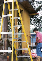 Brian Fritz working on White River Lumber Co caboose #001, October 2002.