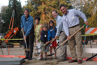 Train Shed Groundbreaking being performed by City of Snoqualmie Mayor Matt Larson, Museum President Susan Hankins, Benjamin and Kaela Getz (who together were representing all youth), Museum Executive Director Richard Anderson and Washington State Representative (5th District) Jay Rodne.