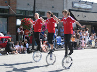 Uni-cyclists during parade.