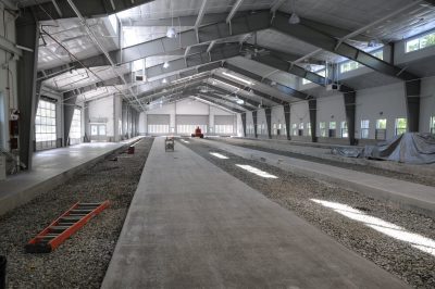 Interior of Train Shed Exhibit Hall from East end looking West.