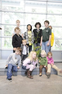 Youth dedicating western redcedar sapling.