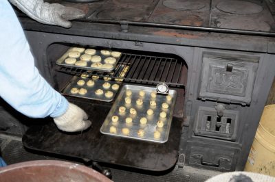 Cookies baking in oven.