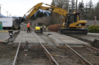 New crossing panels and track have been installed at the Main St. S crossing in North Bend.