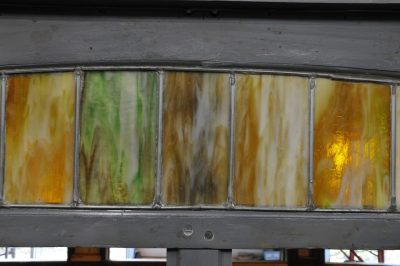 Closeup of a colored light window installed on SP&S 218.