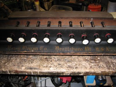 MoP's Estey Organ draw knobs under rehabilitation