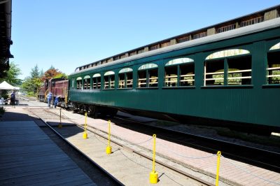 Locomotives 4024 & 4012 sit at the Snoqualmie Depot with SP&S 218 on its first revenue run as part of DOWT 2013