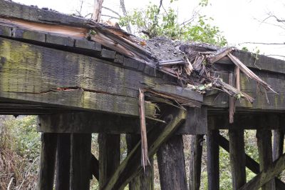 Damage to Bridge 35 after downed tree.