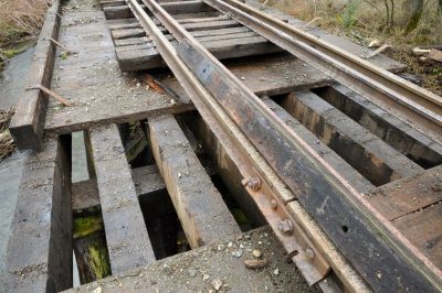 Bridge 35 stringers exposed during repairs to bridge deck.