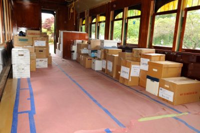 Collections from Snoqualmie loaded aboard SP&S 218 (sans seats) for move to RHC.