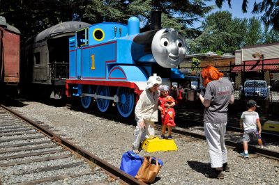 Visitors pose for photos with Thomas during DOWT 2014.