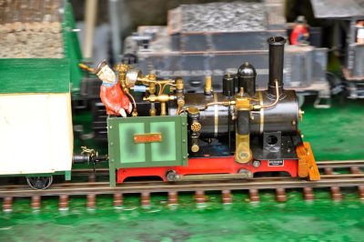 Live steam locomotive runs on a layout during DOWT 2014.