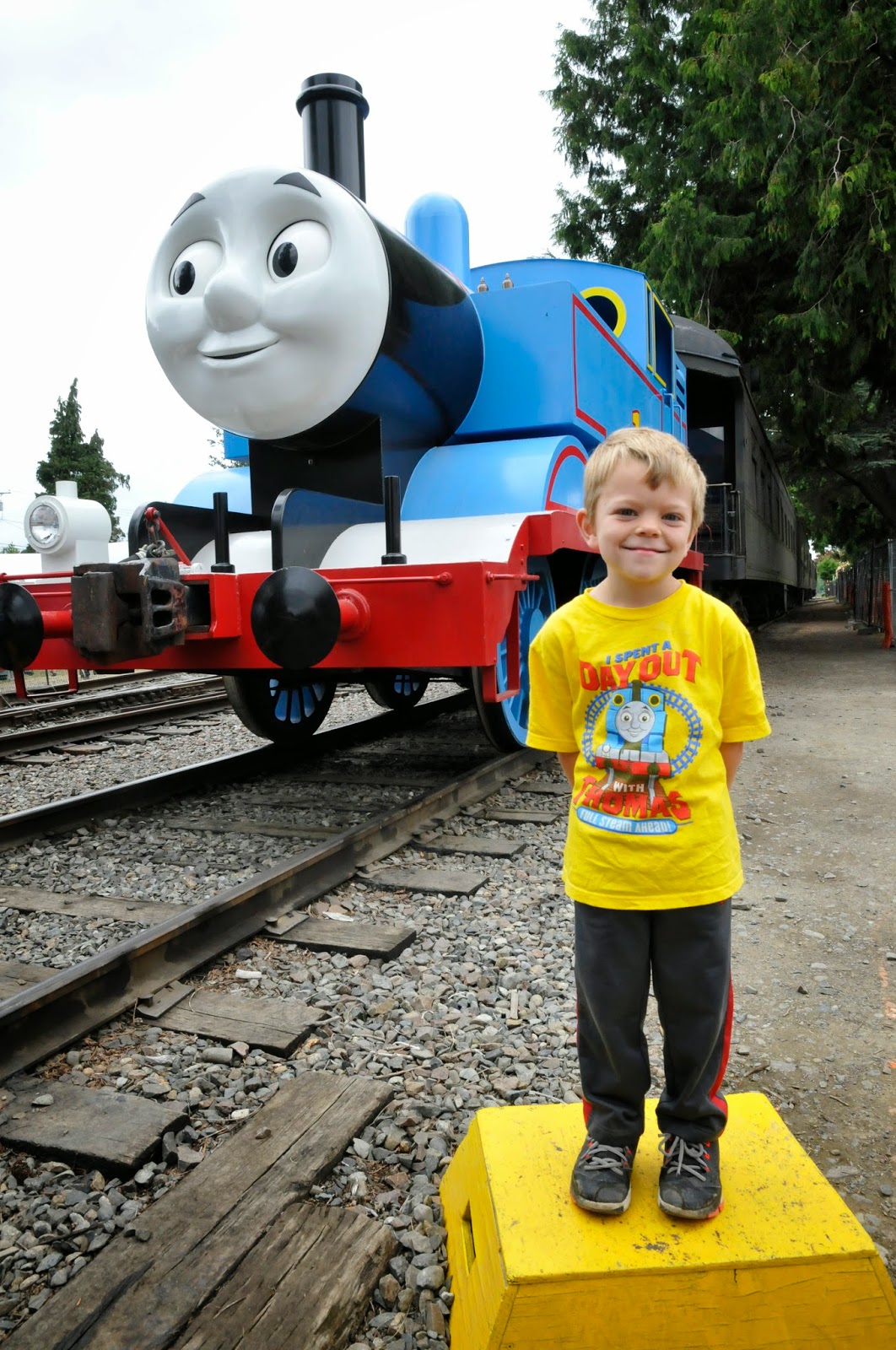 A young visitor poses for a picture with Thomas during DOWT 2014.