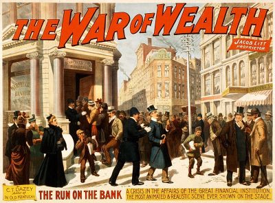 Poster for 1895 "The War of Wealth" play. Image from Wikipedia Commons.