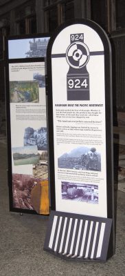 New "Railroads Built the Pacific Northwest" display in Train Shed.