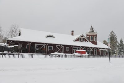 A snow-covered Snoqualmie Depot.
