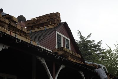 Gutter installation on the Snoqualmie Depot