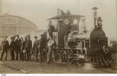 Bob the Railway Dog atop the cab of the steam locomotive courtesy of the State Library of South Australia. 