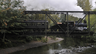 Steam Locomotive NP 924 crossing Bridge 35