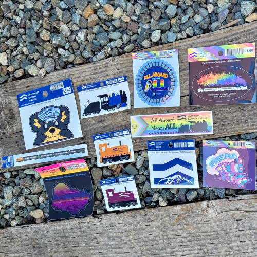 A selection of unique NRM themed sticker designs.