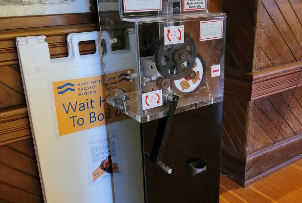 The Museum's penny machine inside the Snoqualmie Depot.