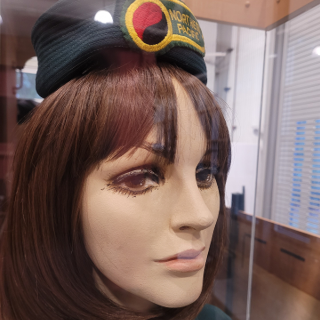 A closeup of the Stewardess Nurse Exhibit's mannequin, known among staff as Pandora.