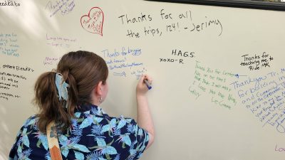 A NRM Educator leaves a message behind on MAX Type 1 LRV 124.